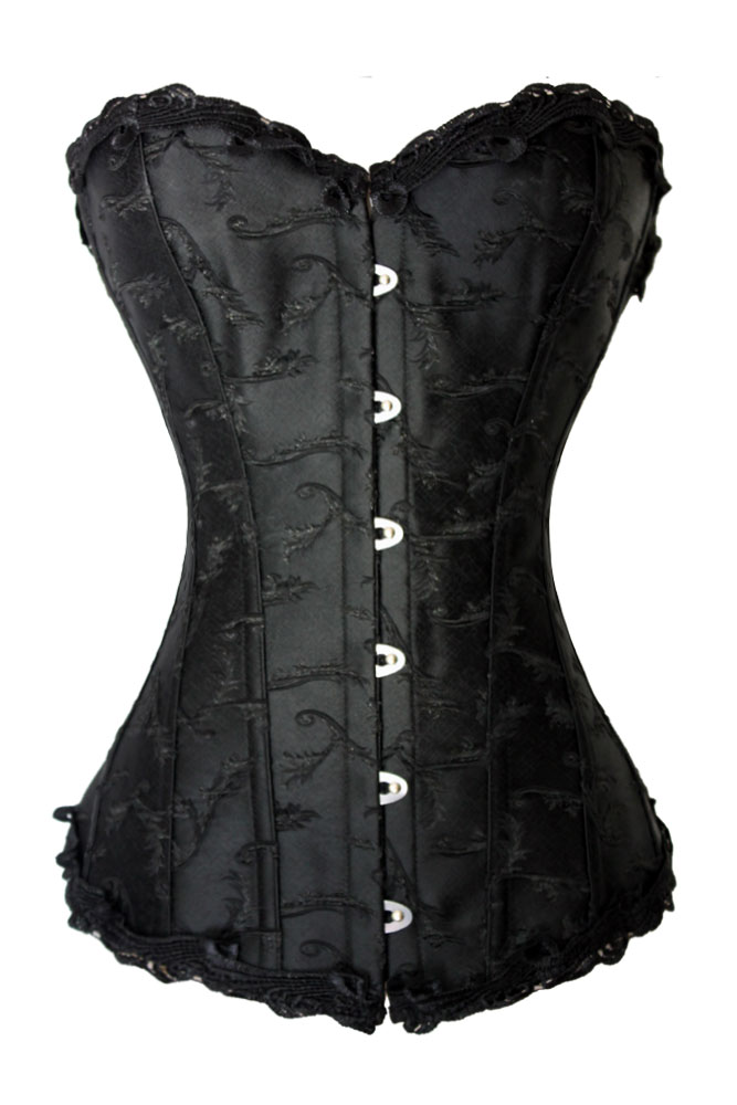 Deluxe Elegant Jacquard Weave Corset Black